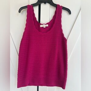 LOFT Magenta Crochet Tank Top